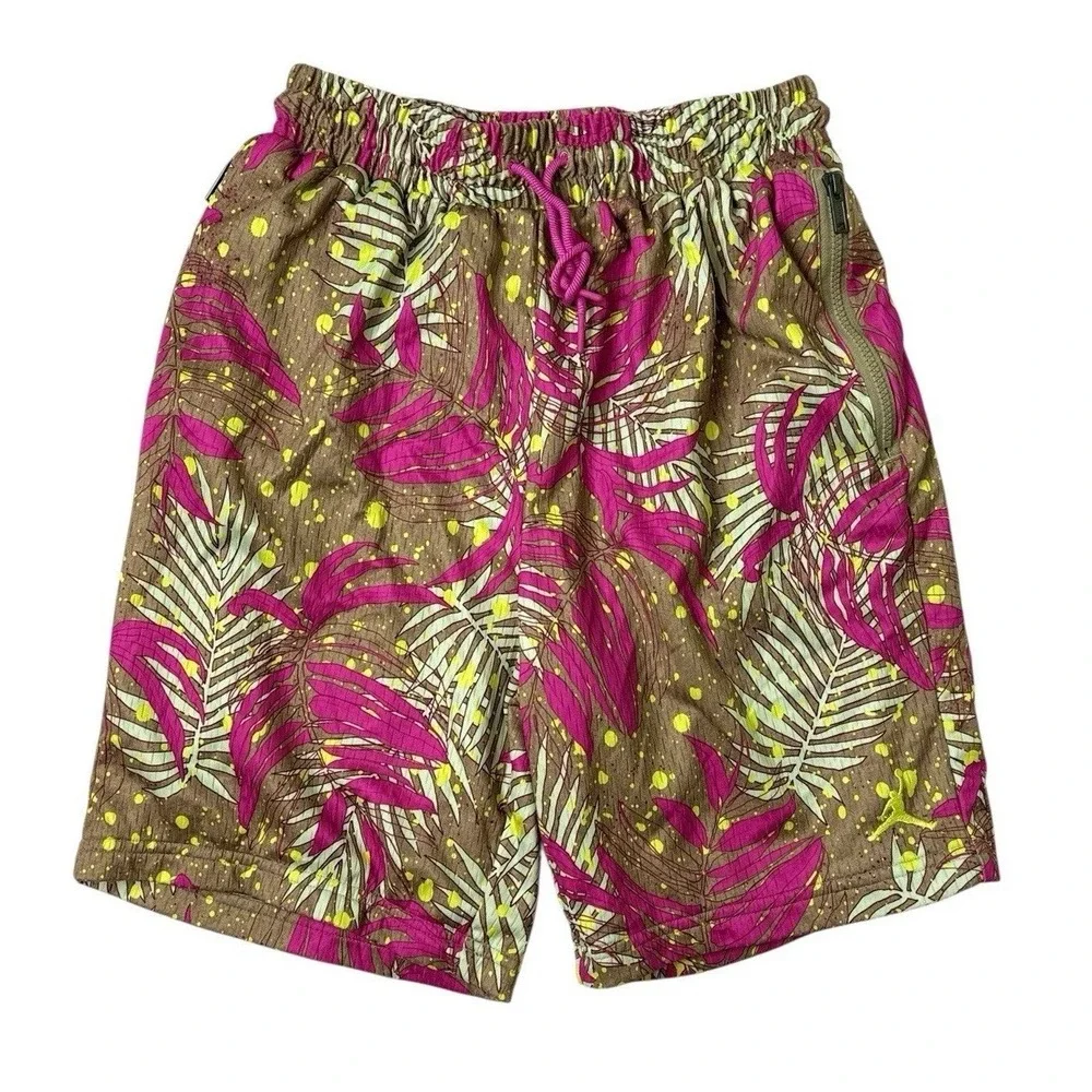 Rare NIKE‎ JORDAN Sport DNA Mesh Shorts Pink Palm Leaf Tropical Lazer Fuchsia M
